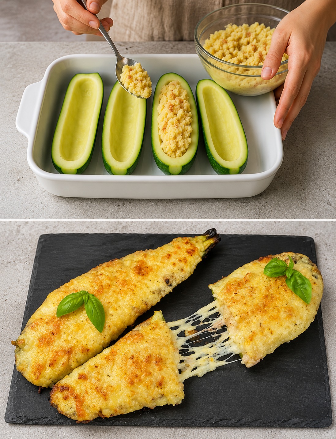 Courgettes farcies, la recette que m’a apprise ma grand-mère, un vrai délice ! Seulement 300 calories.
