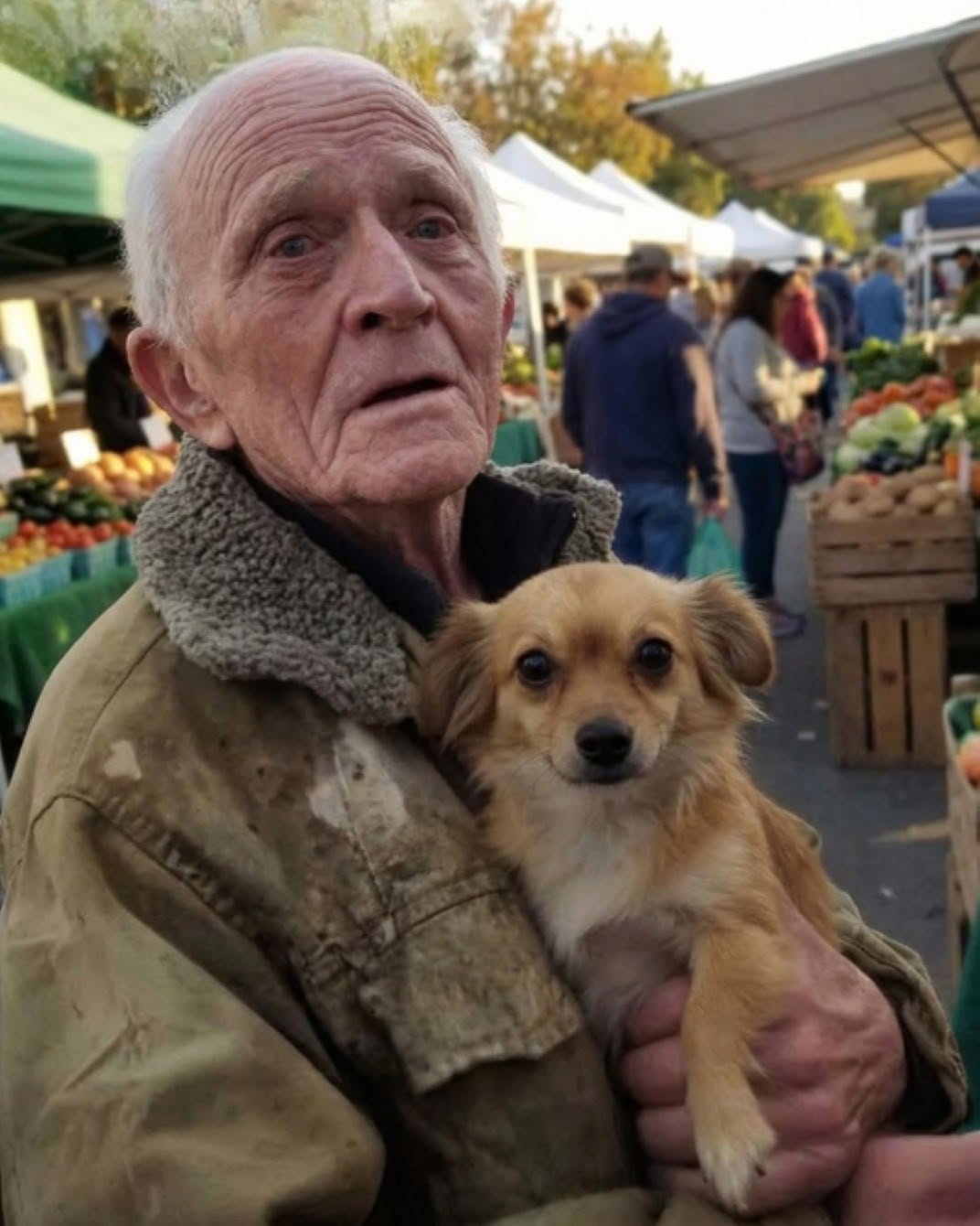 J’ai acheté de la nourriture pour un vieil homme pauvre et son chien — ce que j’ai trouvé à ma porte le lendemain matin m’a glacé le sang.