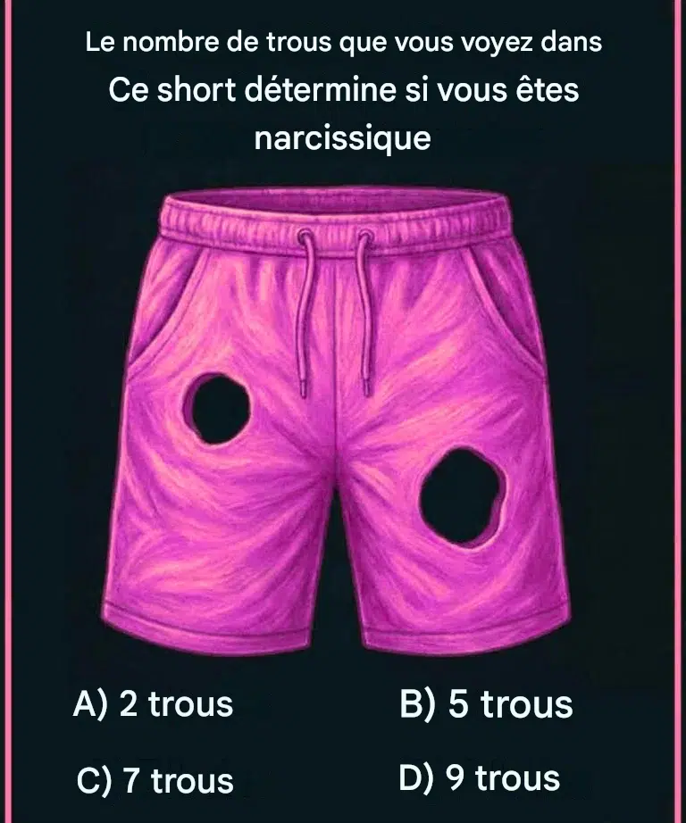 Le nombre de trous que vous voyez dans ce short détermine si vous êtes narcissique.