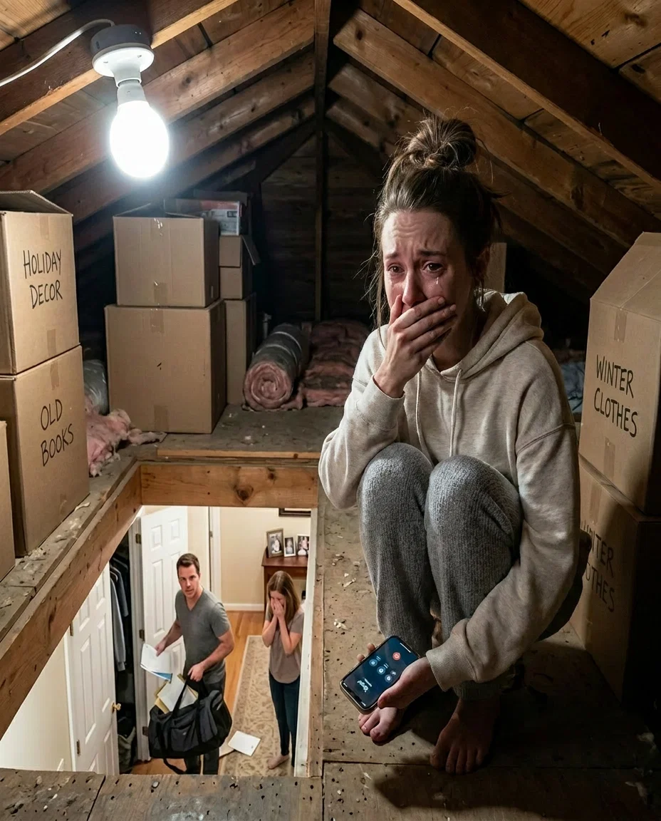 Ma sœur m’a appelée à minuit et m’a chuchoté : « Éteins toutes les lumières. Monte au grenier. Ne le dis pas à ton mari. » J’ai cru qu’elle perdait la tête — jusqu’à ce que je regarde à travers le plancher…