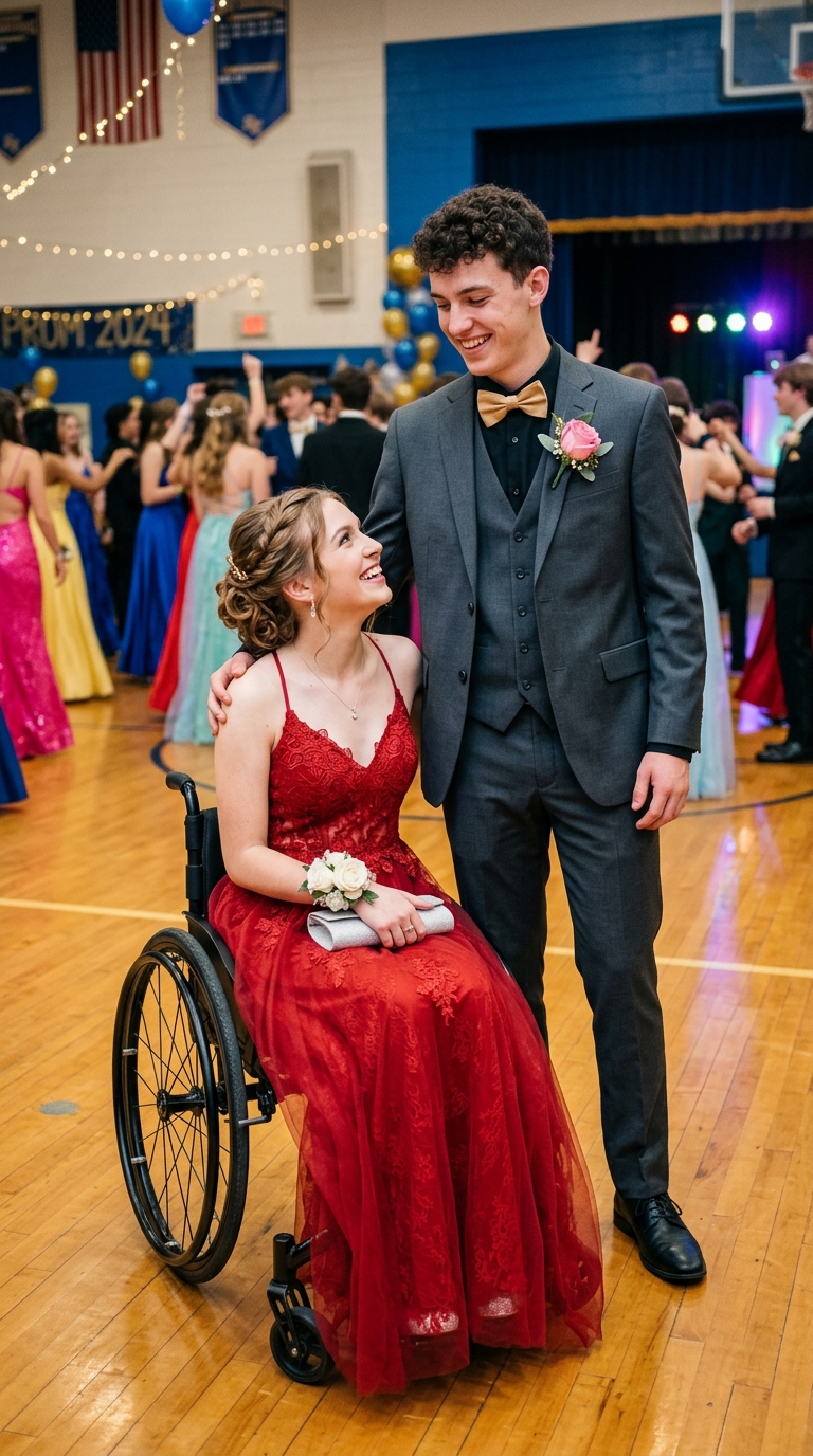 Au bal de promo, je suis restée seule dans mon fauteuil roulant jusqu’à ce qu’un garçon gentil m’invite à danser. Le lendemain matin, un policier est arrivé et m’a révélé un secret bouleversant à son sujet.