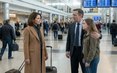 À l’aéroport, j’ai failli laisser tomber ma valise en voyant le bras de mon mari autour de la taille d’une jeune femme.